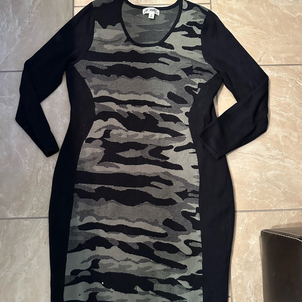 Say What? Cano camouflage print plus size sweater dress 3X.